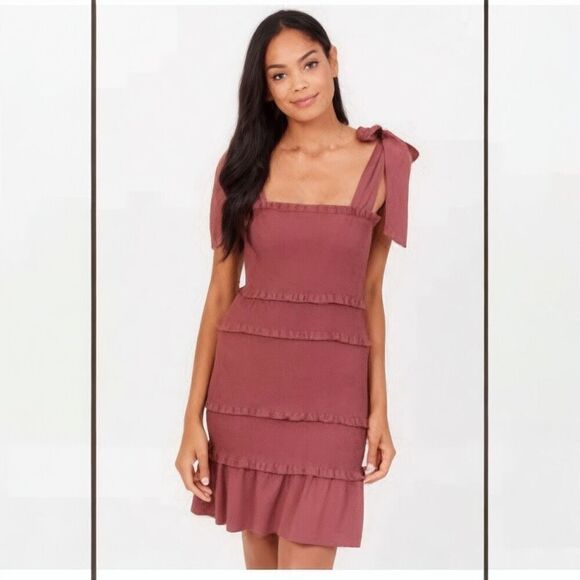 Altar’d State Ruched Ruffle Mini Dress NWT - Picture 1 of 8